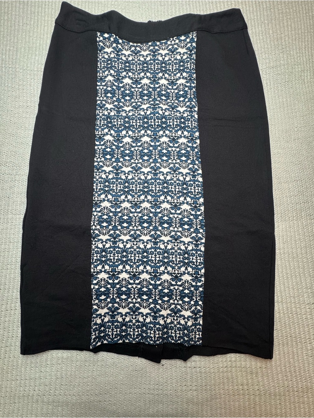 Cato Black Pencil Skirt with Navy and White Center Panel